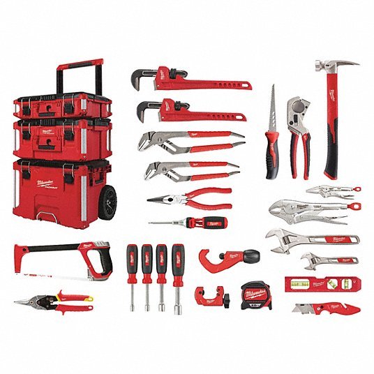 Milwaukee 48-22-0141 Plumbers Tool Kit 22 Pcs, Rolling Modular Tool Box