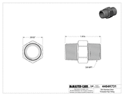 McMaster 4464K731 304 Stainless Steel Threaded Pipe Fitting Low Pressure, Straight Connector, 3/8 NPT Male