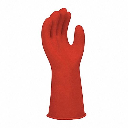 Salisbury E014R/10 Electrical Insulating Gloves 1000V AC/1500V DC, 14 in Glove Lg, Straight Cuff, Red, Type I, 1 PR