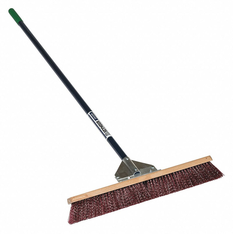 Seymour Midwest 82925GRA S500 Industrial Push Broom, 24 in, Polypropylene Stiff Brown, Wood Block, Aluminum Handle