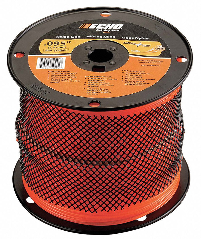 Echo 316095053 String Trimmer Line, Nylon, 0.095 in Dia, 1,410 ft Overall Lg, Round, Orange