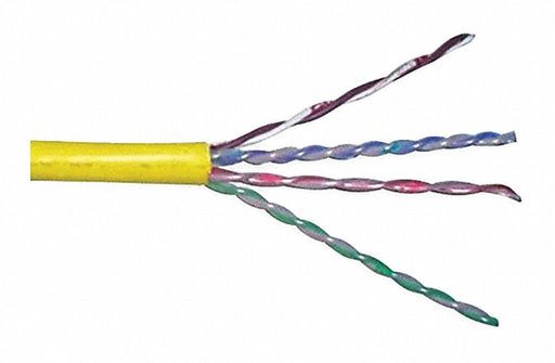 Genspeed 7133902 Category Cable, 1, 000 ft Cable Lg, 23 AWG, Riser, Yellow, PVC, Enhanced, 7133902, 6, Solid