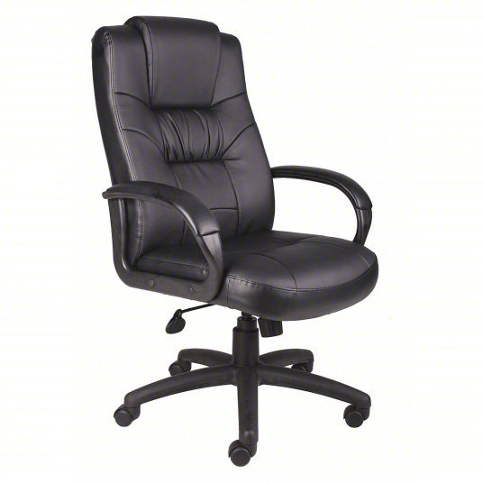 Redwood RW452R17 Office Chair Black, Leather Material, 30 in Back Ht, 20 1/2 in Seat Wd, Black Frame