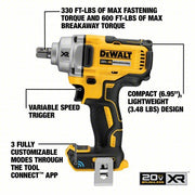 DeWalt DCF896B Impact Wrench 1/2 in Square Drive Size, 330 ft-lb Fastening Torque, 600 ft-lb Breakaway Torque