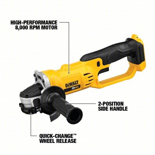 DeWalt DCG412P2 Angle Grinder Kit, 20V DC, 4-1/2 in. Wheel Diameter (Battery Included)