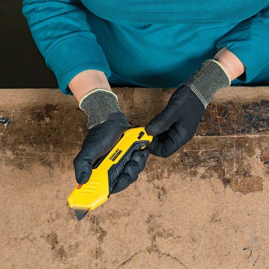 Stanley FMHT10369 Safety Knife 6 in Overall Lg, Plain, 1/2 in Overall Wd, Rubber, Black/Yellow, Quick-Change