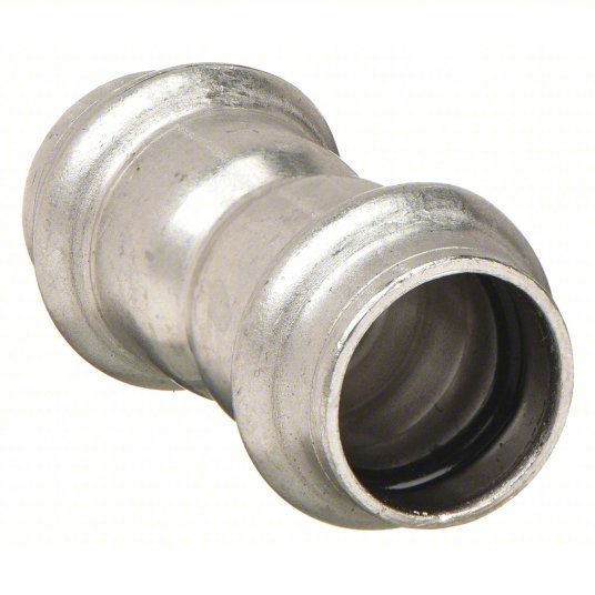 Viega 85317 Coupling No Stop 304 Stainless Steel, Press-Fit x Press-Fit, FKM O-Ring Material