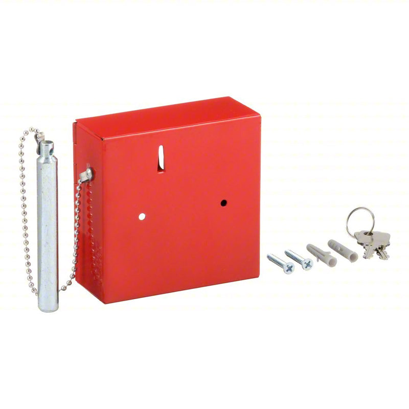 Barska AX11838 Key Box 1 Key Capacity, Single Key Lock, Steel, Red, 4 in Ht, 4 in Wd, 2 in Dp, Wall Mount