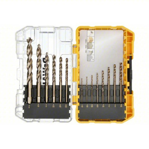 DeWalt DWA1240 Jobber Length Drill Set: 1/16 in Smallest Drill Bit Size, 3/8 in Largest Drill Bit Size, TiN - Redwood.KV45CZ01
