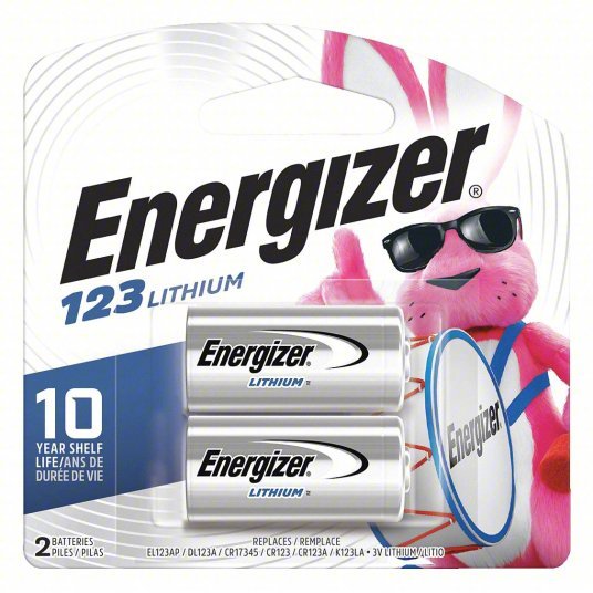 Energizer EL123ABP2 Lithium Cell Battery, 123, 3V, PK2