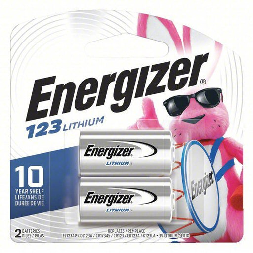 Energizer EL123ABP2 Lithium Cell Battery, 123, 3V, PK2