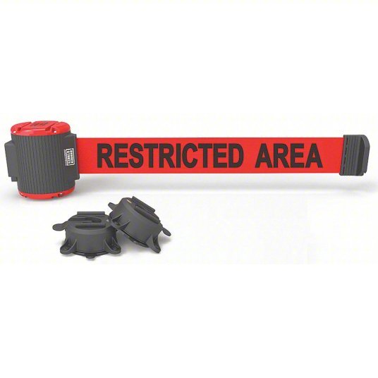 Banner Stakes MH5008 Magnetic Retractable Belt Barrier Magnet, 30 ft Belt Lg, Restricted Access Messaging