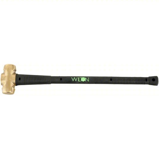 Wilton 90830 Soft-Face Sledge Hammer Brass, Steel Handle, 8 lb Head Wt, 2 in Dia, 30 in Overall Lg, Round Shape
