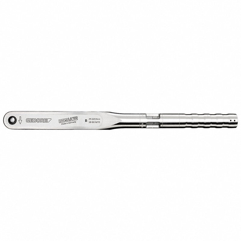 Gedore 8561-01 Micrometer Torque Wrench Foot-Pound/Newton-Meter, 1/2 in Drive Size, 25 N-m to 120 N-m