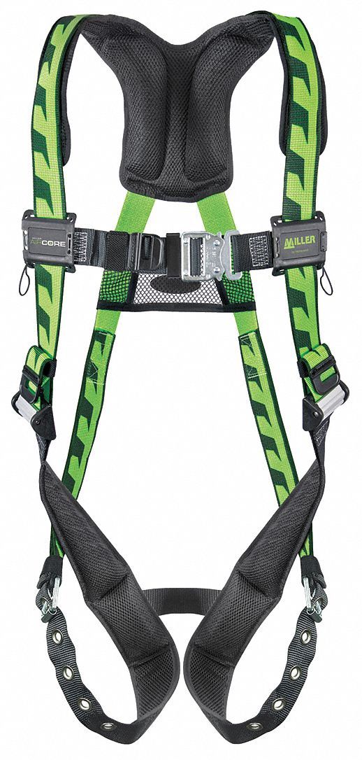 Miller by PIP AC-TB2/3XLGN Full Body Harness Vest Style General Fall Arrest 2XL/3XL 400lb Quick-Connect Tongue Green