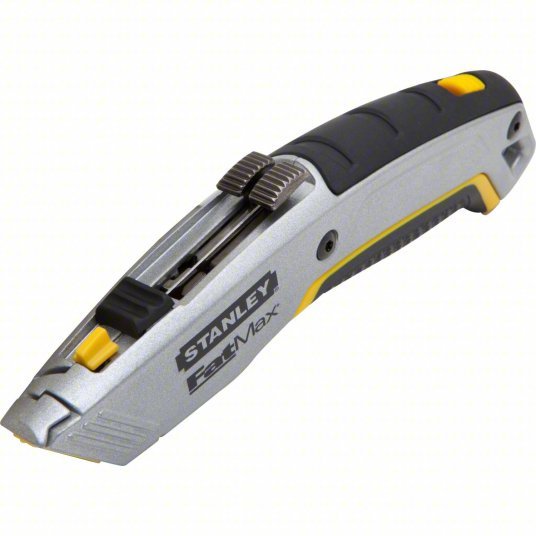 Stanley 10-789 Twin Blade Utility Knife 7 in Overall Lg, Steel Hook Tip, Rubberized, Metal/Rubber