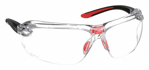 Bolle Safety 40223 Universal Safety Eyewear, Clear Lens, Frameless, Platinum, Dielectric, Black/Red Frame