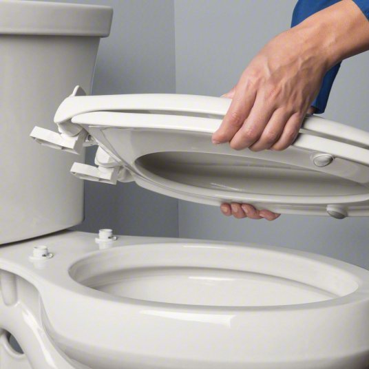 Bemis 500EC-000 Toilet Seat White, Plastic, External Check Hinge, 2 in Seat Ht, 16 7/8 in Bolt to Seat Front