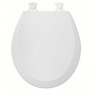 Bemis 500EC-000 Toilet Seat White, Plastic, External Check Hinge, 2 in Seat Ht, 16 7/8 in Bolt to Seat Front