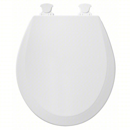 Bemis 500EC-000 Toilet Seat White, Plastic, External Check Hinge, 2 in Seat Ht, 16 7/8 in Bolt to Seat Front