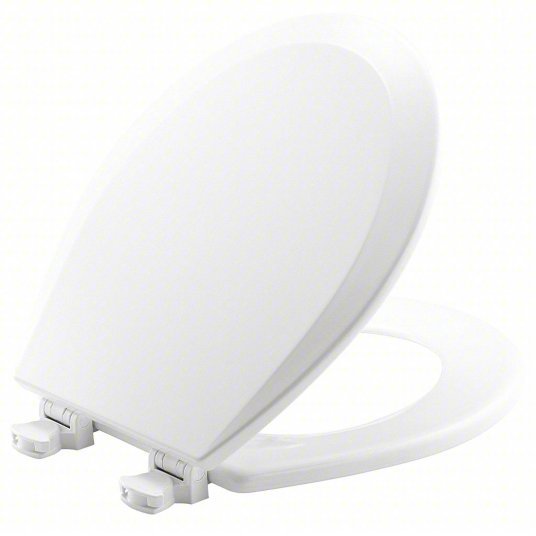 Bemis 500EC-000 Toilet Seat White, Plastic, External Check Hinge, 2 in Seat Ht, 16 7/8 in Bolt to Seat Front