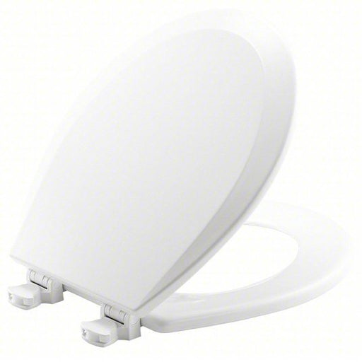 Bemis 500EC-000 Toilet Seat White, Plastic, External Check Hinge, 2 in Seat Ht, 16 7/8 in Bolt to Seat Front
