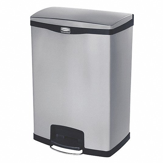Rubbermaid 1901999 24 Gal Stainless Steel Rectangular Trash Can, Silver