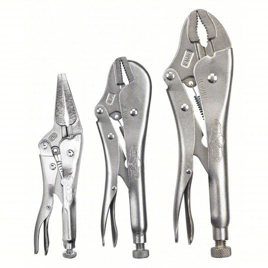 Irwin 323S Locking Pliers Set Curved, 1 1/2 in_1 7/8 in_2 in Max Jaw Opening, 6 in_7 in_10 in Overall Lg