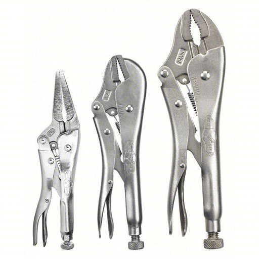 Irwin 323S Locking Pliers Set Curved, 1 1/2 in_1 7/8 in_2 in Max Jaw Opening, 6 in_7 in_10 in Overall Lg