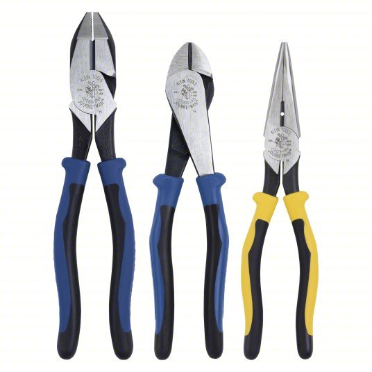Klein 94120 Plier Set 3 Pliers, Deluxe Cushion Grip, Manual, 2 - 5 Pliers Range, Multicolored