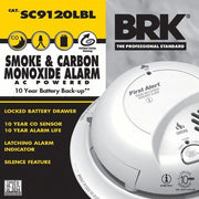 First Alert SC9120LBL Carbon Monoxide and Smoke Alarm, Electrochemical, Ionization Sensor, 85 dB @ 10 ft Audible Alert