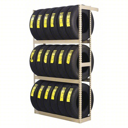 Tennsco ZST-6084S Single Sided Boltless Tire Rack, 3 Shelves, 24 Tires Held