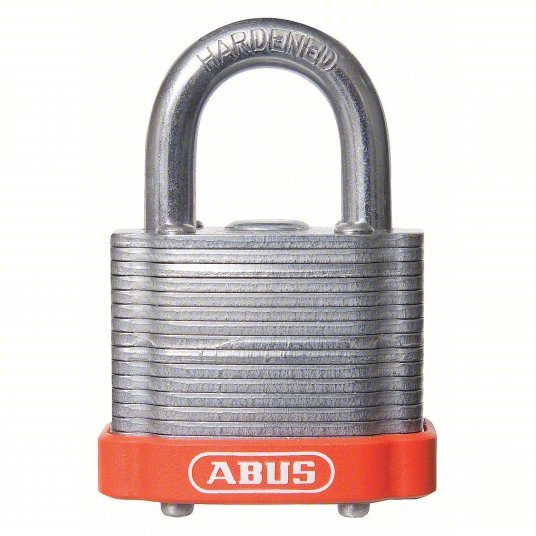 Abus 19325 Keyed Padlock, Open, Rectangular Steel Body, Hardened Steel Shackle, 3/4 in W