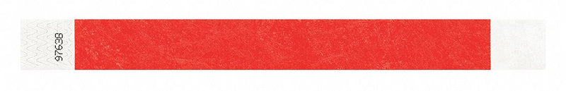 Identiplus T2-03 ID Wristband, Tyvek, 1 in W x 10 in L, Red, Adhesive, Blank, 500 PK