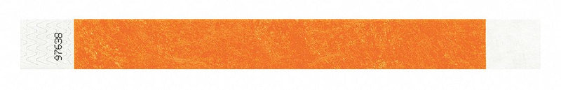 Identiplus T2-04 ID Wristband, Tyvek, 1 in W x 10 in L, Orange, Adhesive, Blank, 500 PK