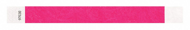Identiplus T2-07 ID Wristband, Tyvek, 1 in W x 10 in L, Pink, Adhesive, Blank, 500 PK
