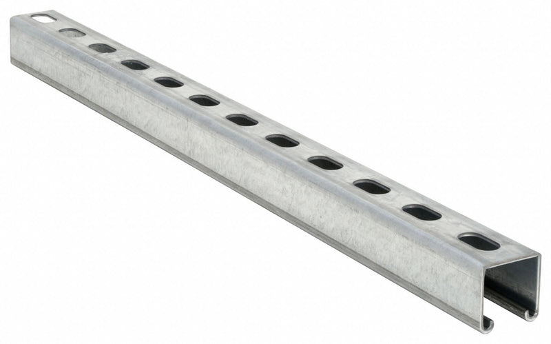 Approved Vendor FS-200SS PG 60.00 Strut Channel - Slotted, Steel, Pre-Galvanized, 12 ga Gauge, 5 ft Overall Lg, Silver