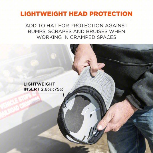 Ergodyne 8945 Bump Cap Insert Gray, Hook-and-Loop, Head Protection Venting, Polypropylene, Basic Colors