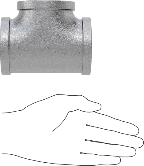 McMaster 4638K128 Low-Pressure Pipe Fitting Galvanized Iron Tee Connector, 2 NPT Female