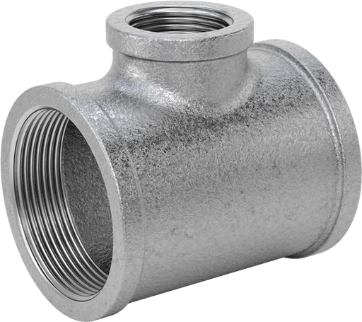 McMaster 4638K278 Low-Pressure Pipe Fitting, Galvanized Iron, Inline Tee Reducer, 2 x 1 NPT Female