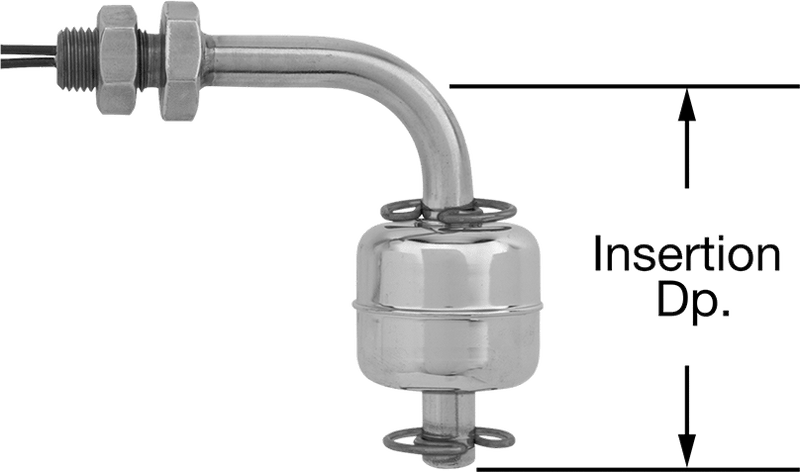 McMaster 46815K17 Horizontal-Mount Float Switch for Food and Beverage, Through-Wall Connection