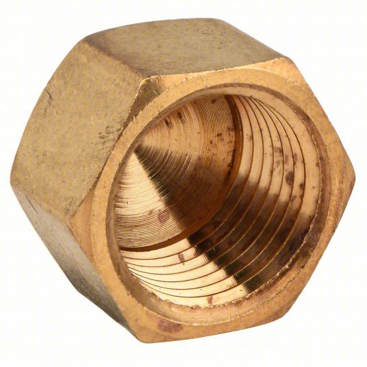 Redwood 706108-06 Cap Brass, 3/8 in Fitting Pipe Size, Female NPT, 5/8 in Overall Lg, Hex Plug Drive