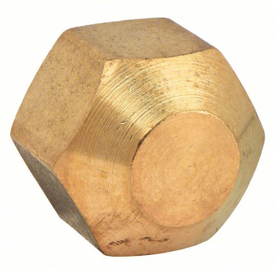 Redwood 706108-06 Cap Brass, 3/8 in Fitting Pipe Size, Female NPT, 5/8 in Overall Lg, Hex Plug Drive
