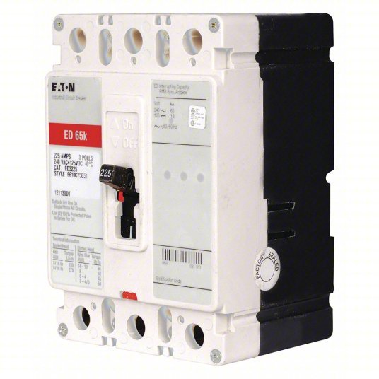 Eaton ED3175 Molded Case Circuit Breaker 175 A Amps, 65kA at 240V AC, Fixed, ABC, Load Side Lug, Std