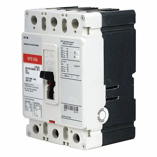 Eaton HFD3070 Molded Case Circuit Breaker, 70 A, 600V AC, 3 Pole, Free Standing Mounting Style, HFD Series - Redwood.KV46MX75