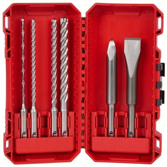 Milwaukee 48-20-7662 Rotary Hammer Drill Bit Set 7 5/8 in Overall Lg, 13/32 in Shank Dia, 4 Drill Bits