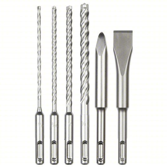 Milwaukee 48-20-7662 Rotary Hammer Drill Bit Set 7 5/8 in Overall Lg, 13/32 in Shank Dia, 4 Drill Bits