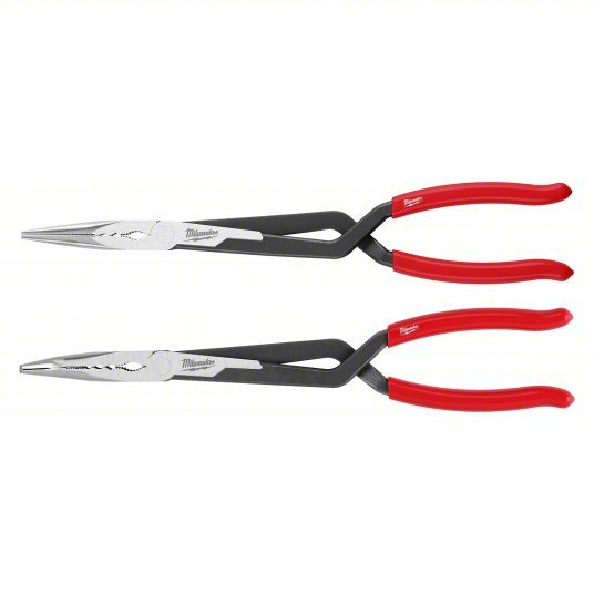 Milwaukee 48-22-6542 Long Reach Pliers Set 3 in Max Jaw Opening, 15 1/8 in Overall Lg, 3 in_3 1/4 in Jaw Lg, Serrated