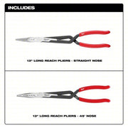 Milwaukee 48-22-6542 Long Reach Pliers Set 3 in Max Jaw Opening, 15 1/8 in Overall Lg, 3 in_3 1/4 in Jaw Lg, Serrated