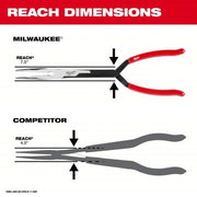 Milwaukee 48-22-6542 Long Reach Pliers Set 3 in Max Jaw Opening, 15 1/8 in Overall Lg, 3 in_3 1/4 in Jaw Lg, Serrated